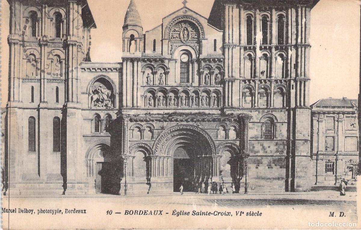 Postales: Postal de la Iglesia Sainte-Croix en Burdeos, Francia