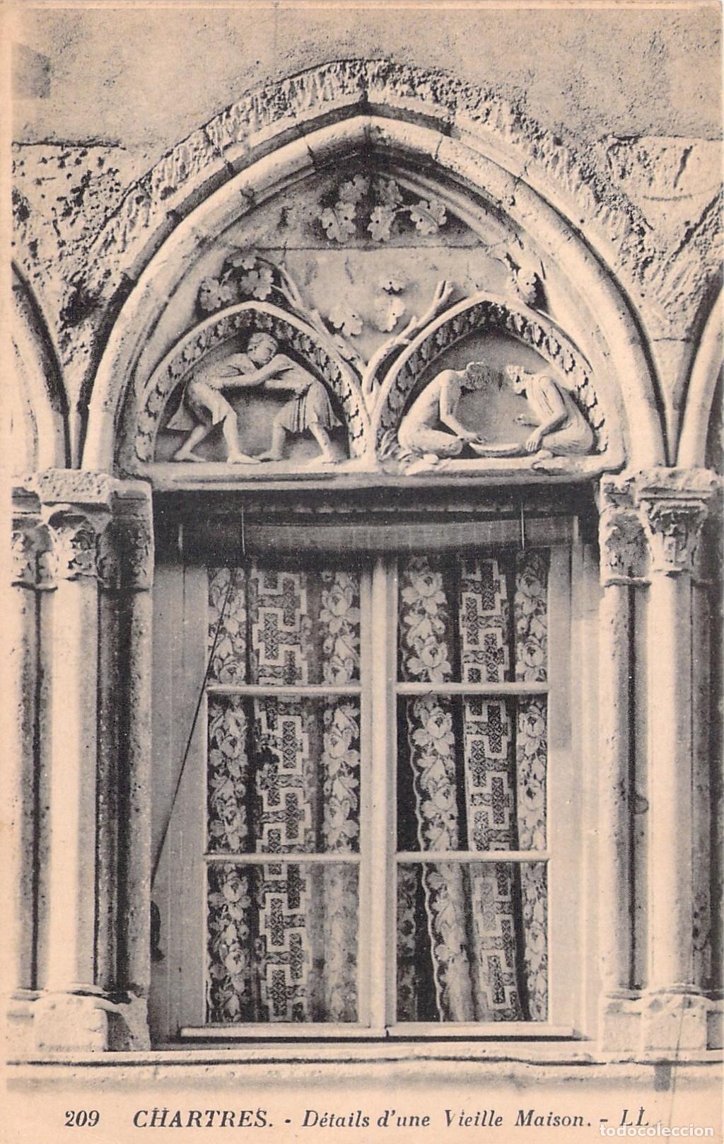 Postales: Postal de Chartres Detalle de una Casa Antigua Arquitectura G&oacute;tica