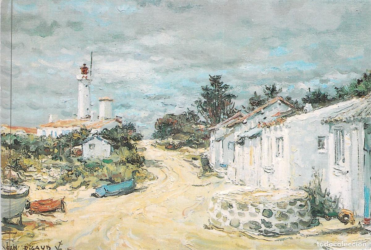 Postales: Postal de Pintura Jean Rigaud Le Phare des Corbeaux Ile d'Yeu Francia
