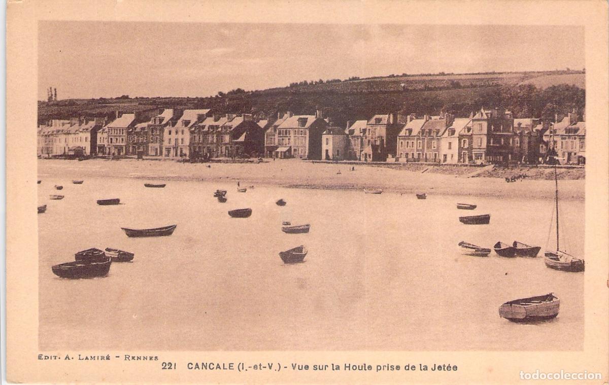 Postales: Postal de Cancale, Vista de La Houle desde el Malec&oacute;n, Francia