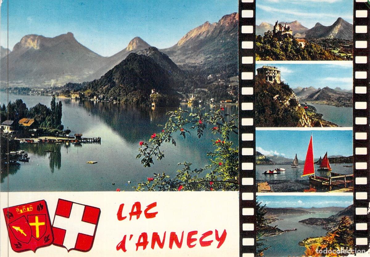 Postales: Postal Tur&iacute;stica Lac d'Annecy, Francia - Vistas del Lago y Castillos