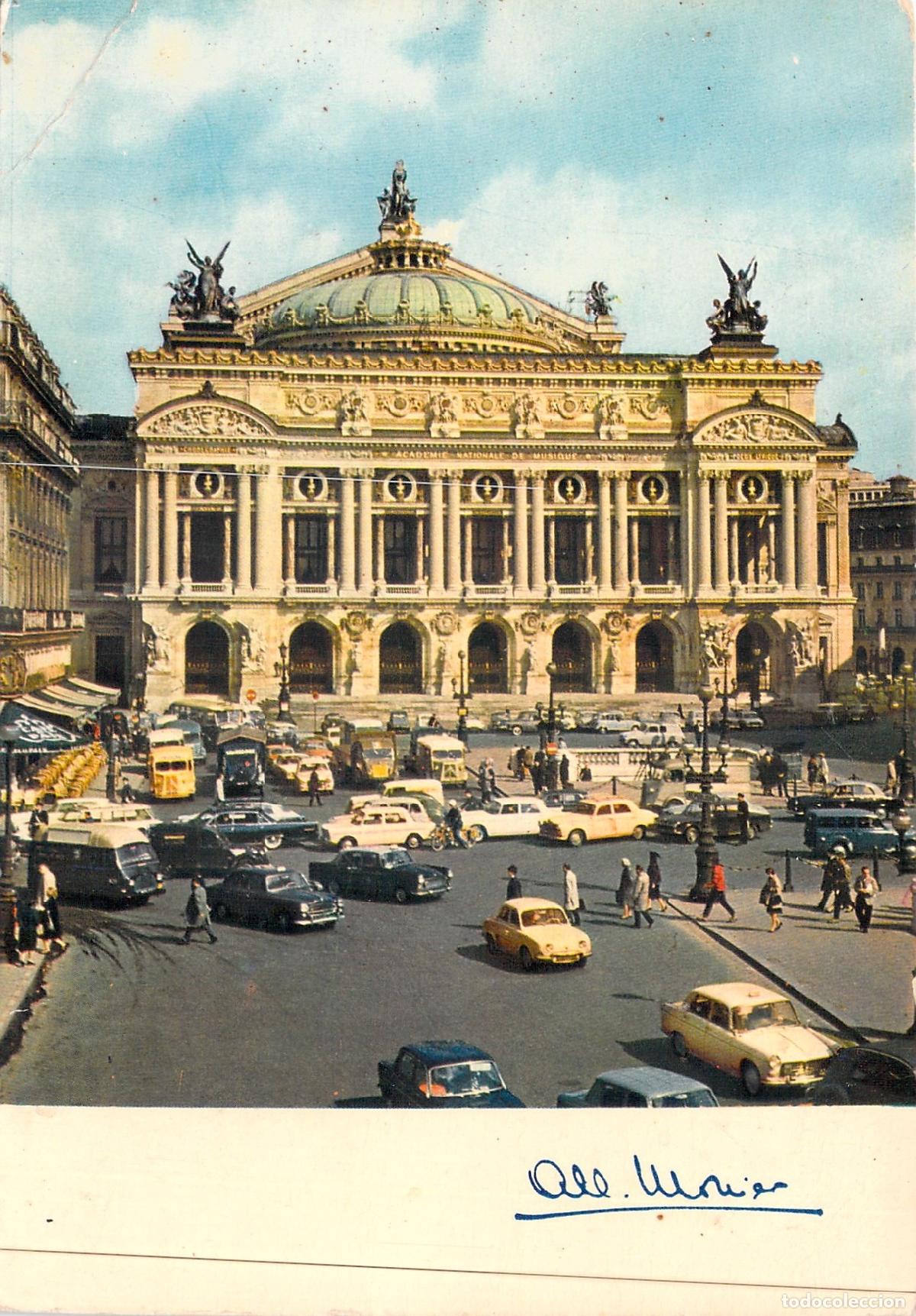 Postkarten: Postal &Oacute;pera de Par&iacute;s Palais Garnier con Tr&aacute;fico de Coches Cl&aacute;sicos