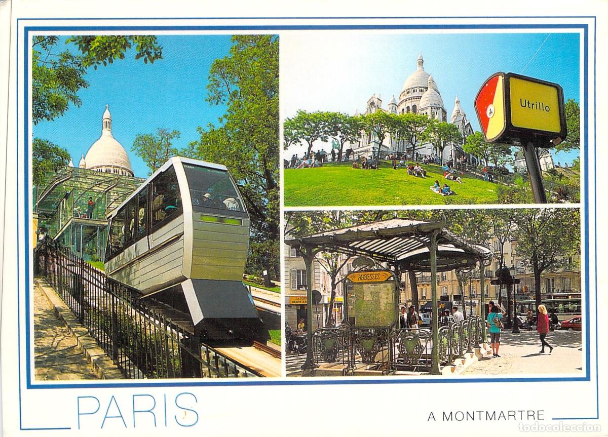 Cartes Postales: Postal de Par&iacute;s: Montmartre, Sacr&eacute;-C&oelig;ur y Funicular