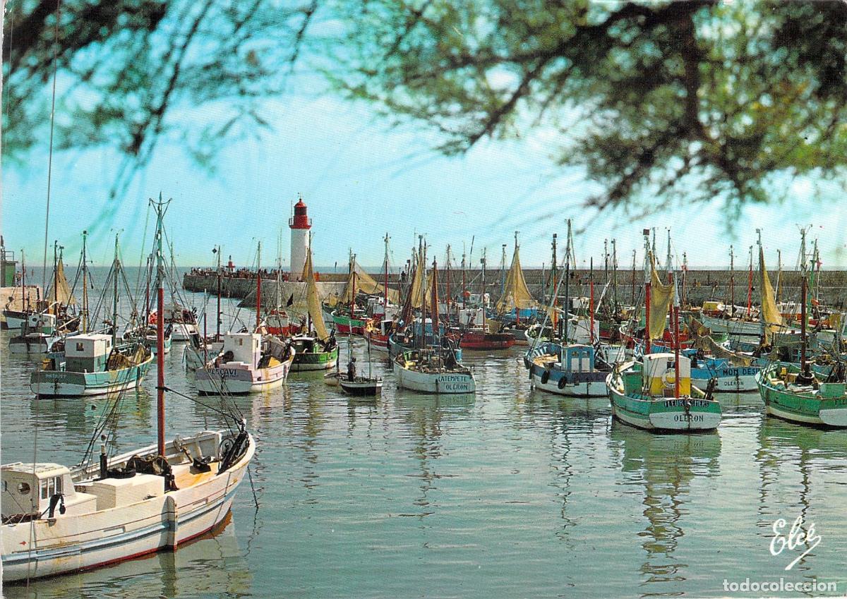 Postales: Postal de La Cotini&egrave;re, Isla de Ol&eacute;ron, Puerto de Pesca y Faro