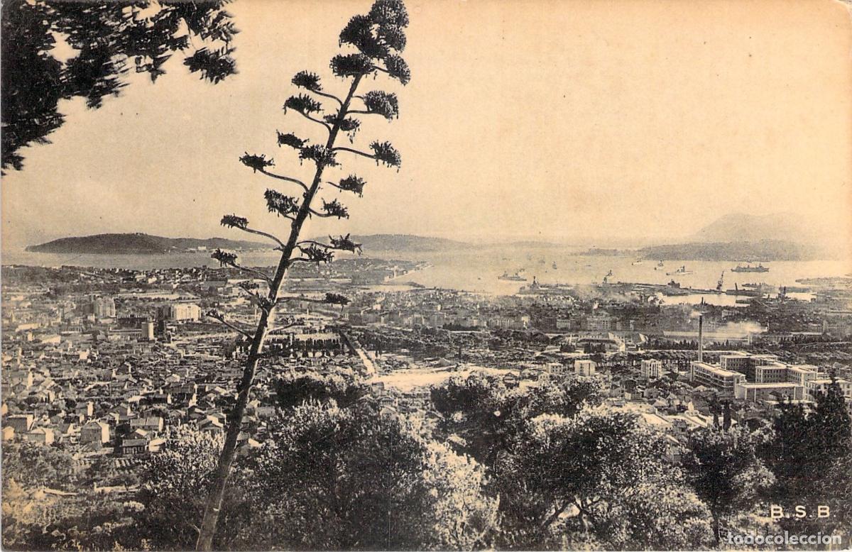 Postales: Postal de Vista General de Toulon con el Puerto y Paisaje