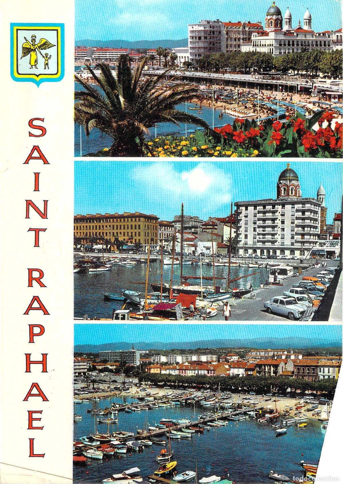 Postkarten: Postal de Saint Rapha&euml;l, Costa Azul, Francia - Playa y Puerto