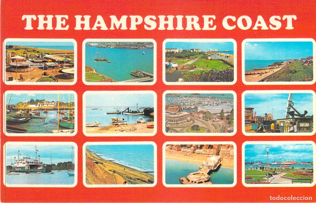 Postales: Postal de la Costa de Hampshire Inglaterra con M&uacute;ltiples Vistas