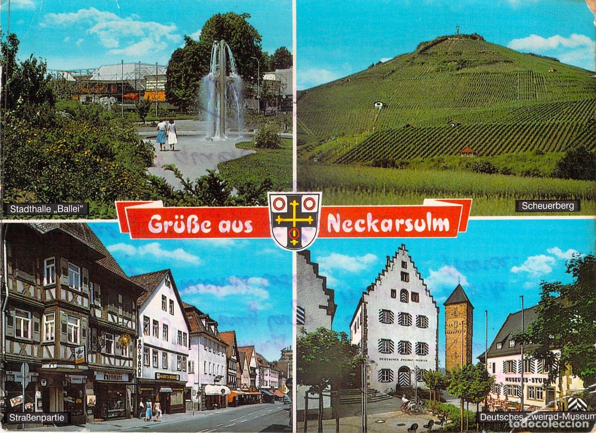 Postales: Postal de Neckarsulm, Alemania - Vistas de Stadthalle, Museo y Paisajes