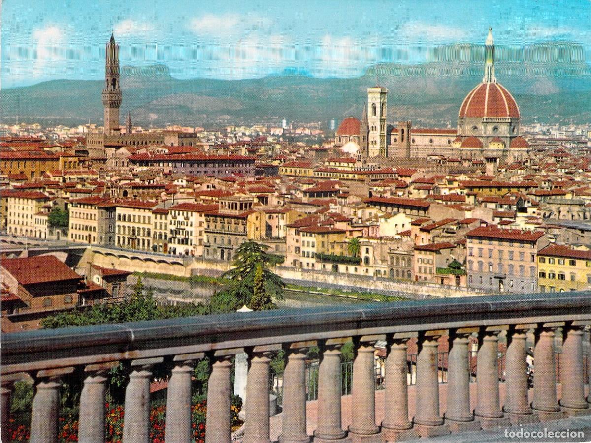 Postales: Postal Panorama de Florencia con el Duomo y Palazzo Vecchio