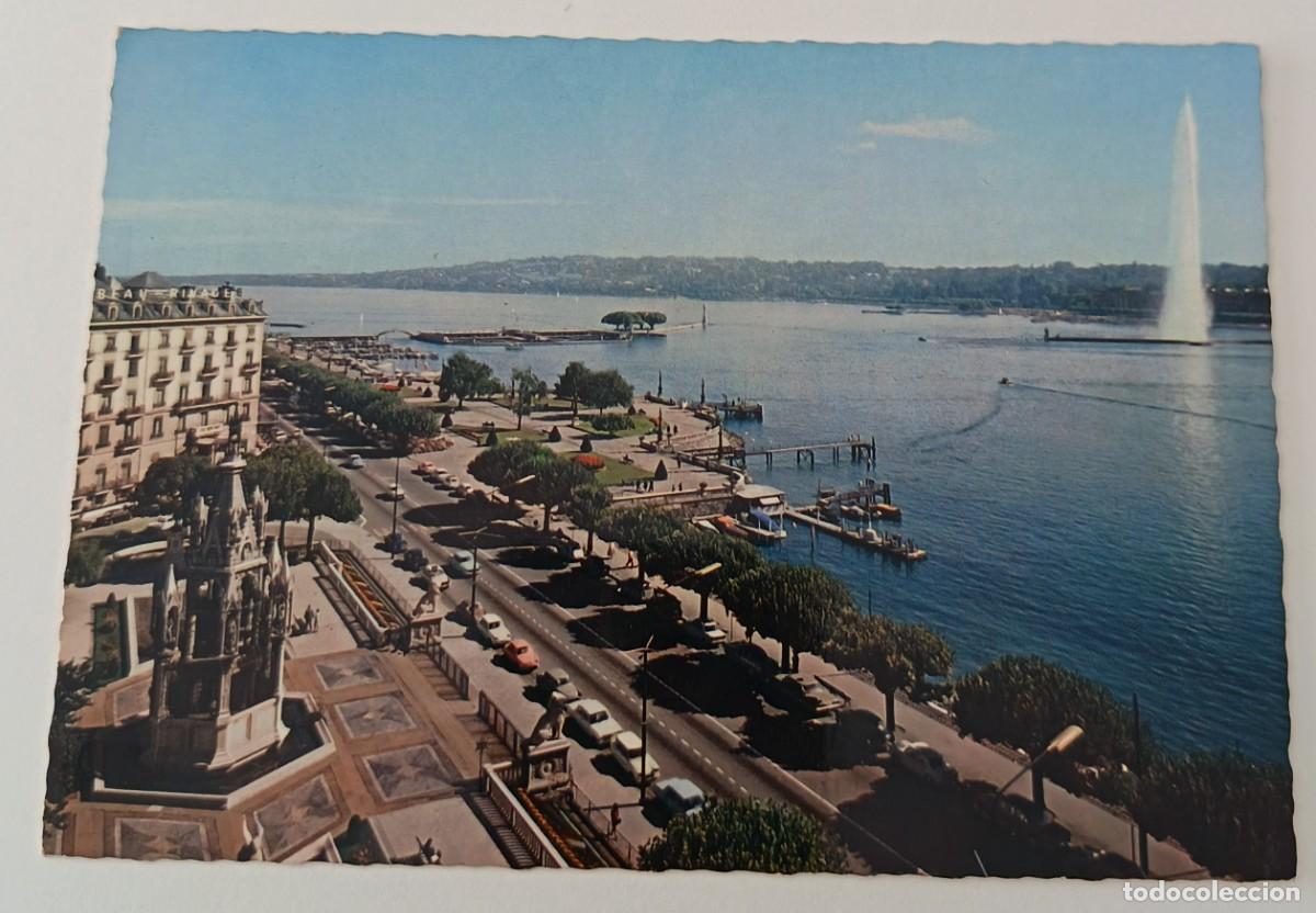Postcards: Postal fotografica. DE Ginebra. Suiza. Le Monument Brunswick. Et lejet d' eau. ( 130 M ).