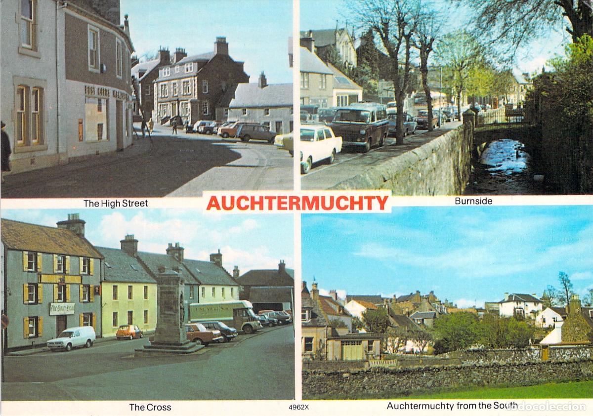 Postkarten: Postal de Auchtermuchty, Escocia - Vistas de High Street y Burnside