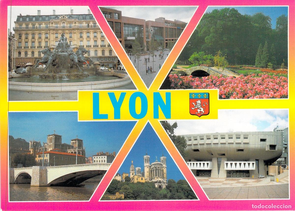 Postkarten: Postal de Lyon, Francia - Multivista de la Ciudad y sus Monumentos