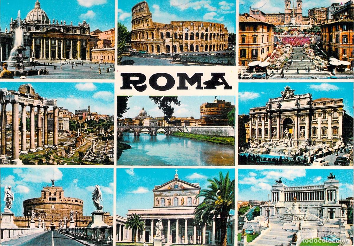 Postkarten: Postal de Roma Italia Multi-vista Monumentos Hist&oacute;ricos
