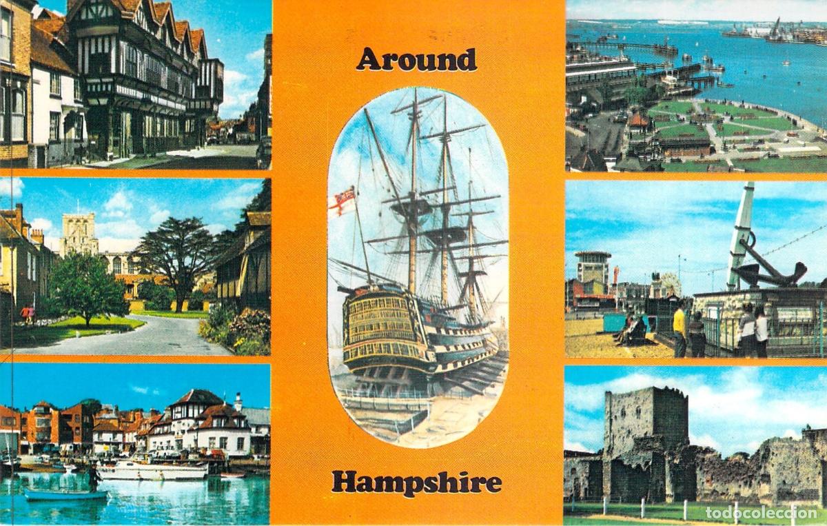 Postales: Postal Multi-vista de Hampshire Inglaterra - Monumentos y HMS Victory