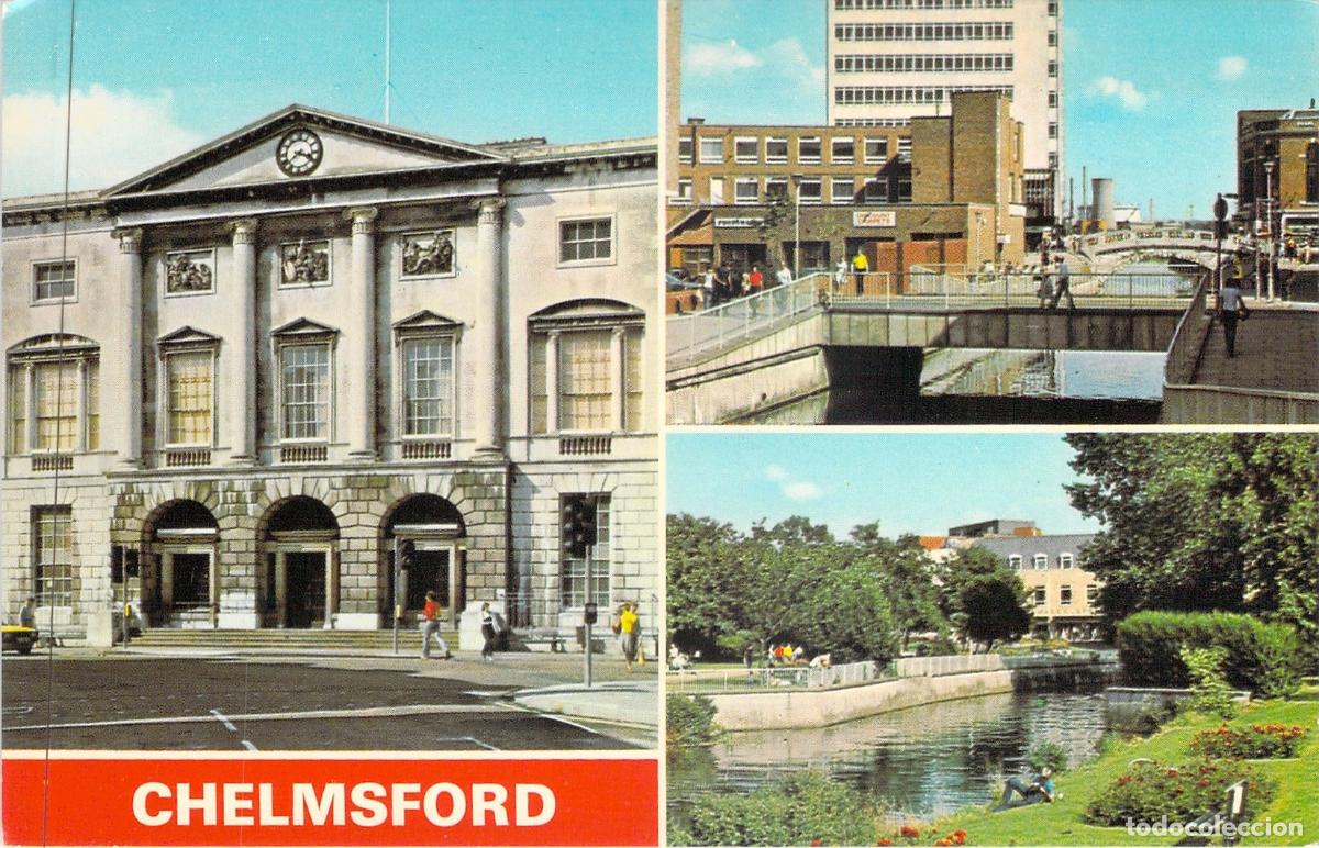 Postales: Postal de Chelmsford Inglaterra con vistas de Shire Hall y R&iacute;o Can