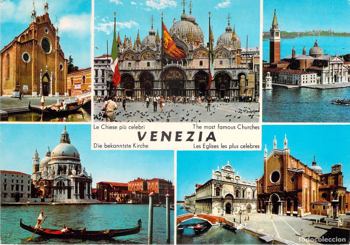 Postales: Postal de Venecia Multivista Iglesias Famosas y Bas&iacute;lica de San Marcos
