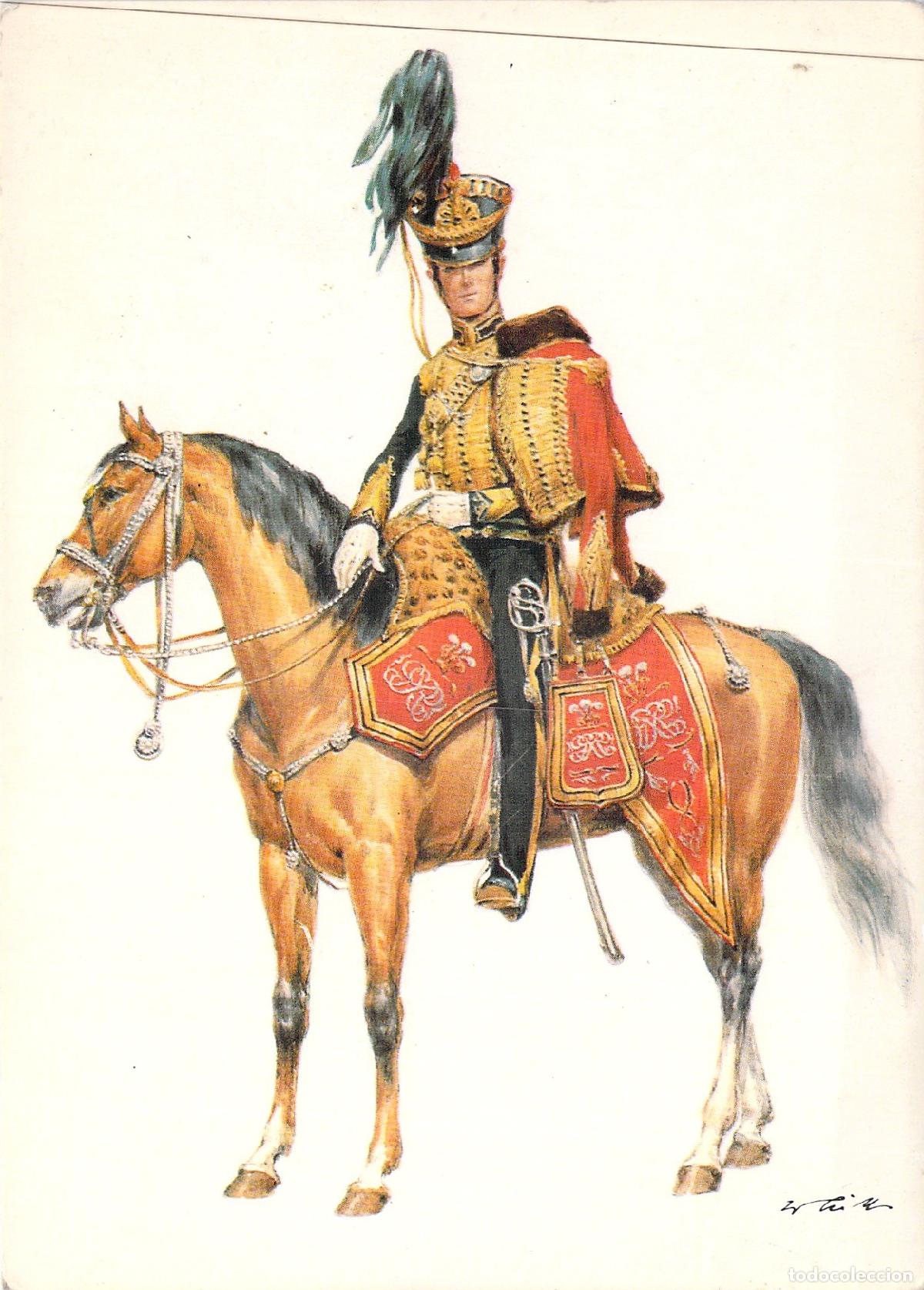 Postales: Postal de Oficial del 10&ordm; Regimiento de H&uacute;sares Reales Brit&aacute;nicos