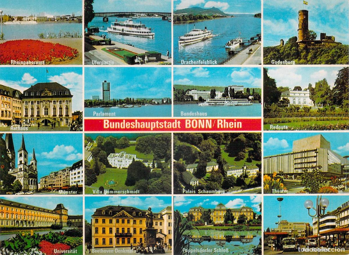 Postales: Postal Multivista de Bonn, Alemania - Monumentos y Vistas del Rin