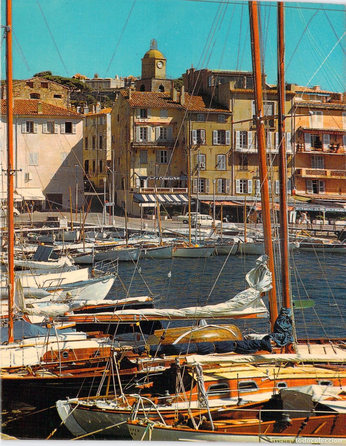 Postales: Postal de Saint-Tropez - Vista del Puerto y Veleros en la Costa Azul