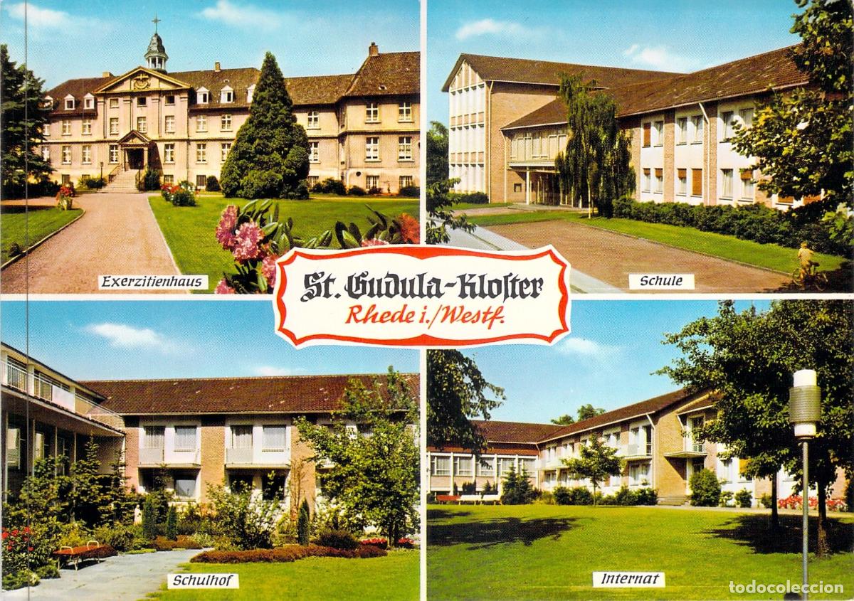 Postales: Postal de Rhede, Alemania: Monasterio de San Gudula y Escuela