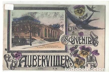 Cartes Postales: CARTE POSTALE UN SOUVENIR AUBERVILLERS 1142 LE SQUARE SALE DE FETES