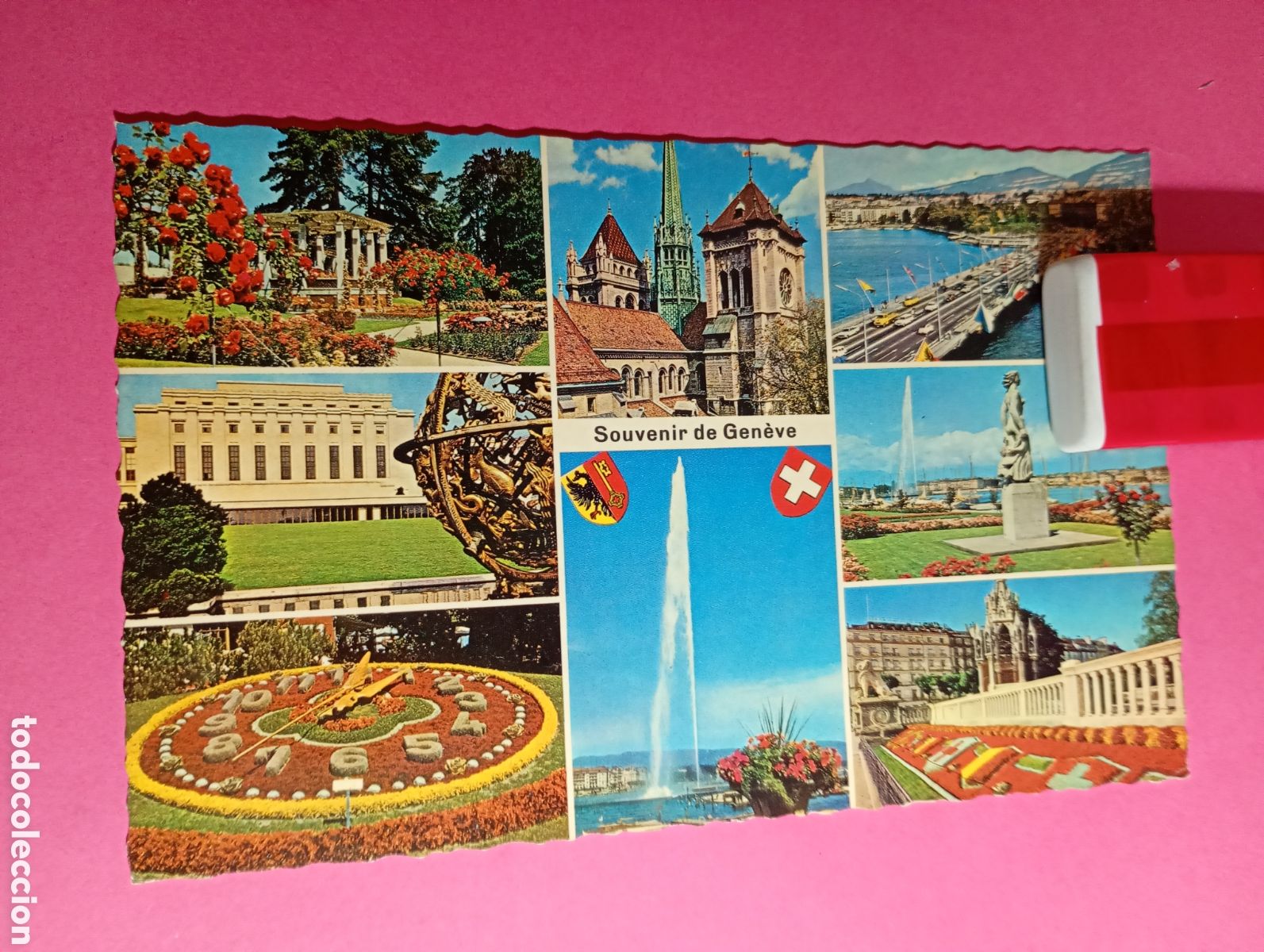 Postales: GENEVE SOUVENIR 1968 CIRCULADA A BCN COLOR 9382 PHOTOGLOB-WEHRIL SA ZURICH/VEVEY R1619