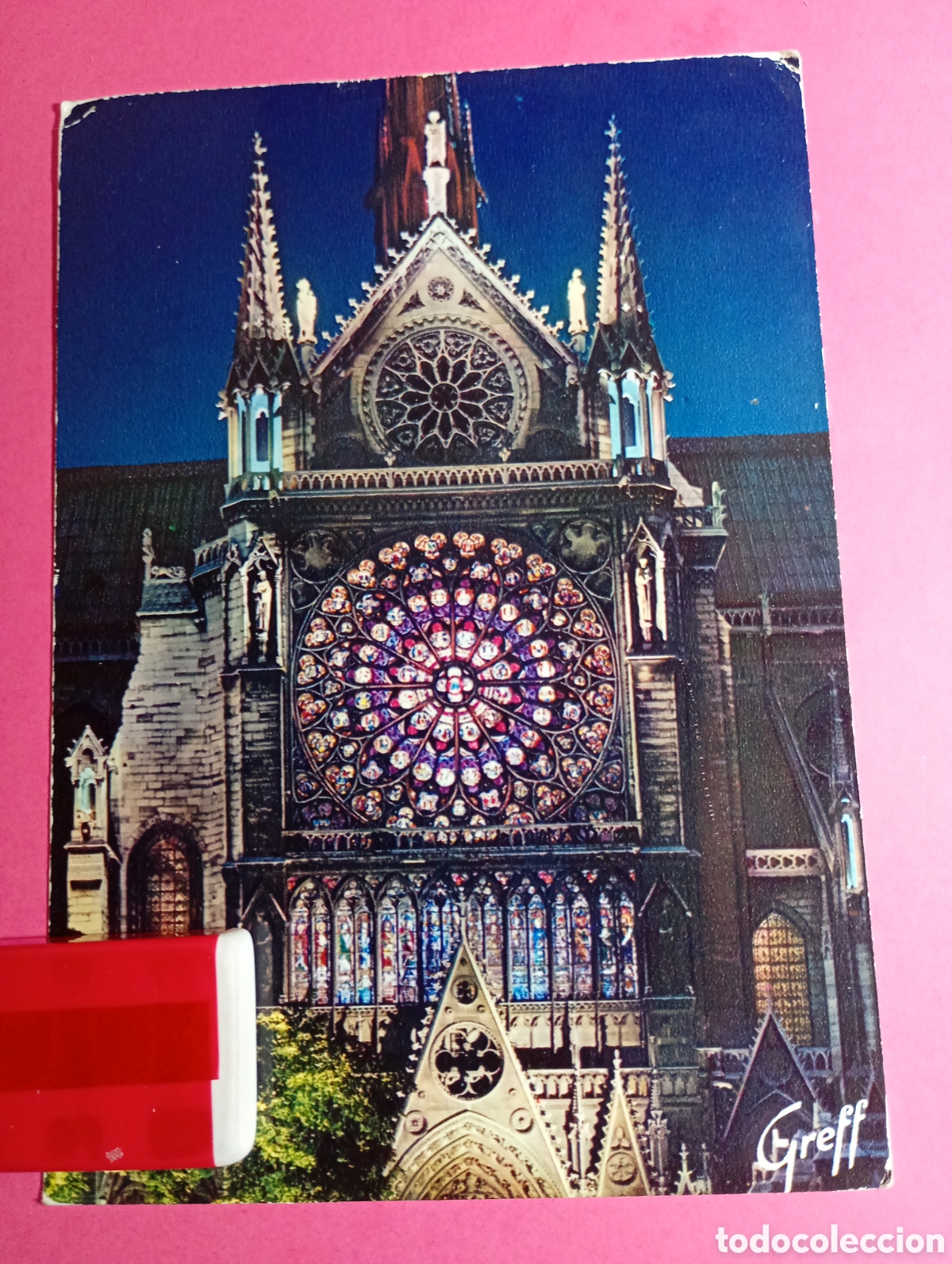 Postales: PARIS 357 NOTRE DAME, ROSACE SUD SON ET LUMI&Egrave;RE - COLOR CIRCULADA A BCN ED. GREFF - R1621