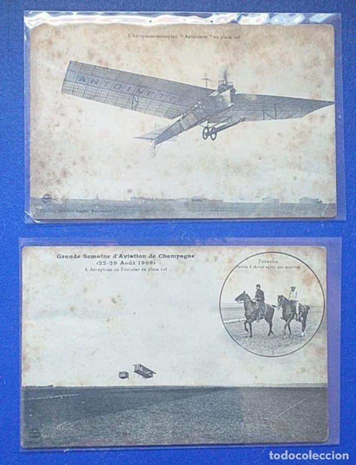 Postcards: 2 Postales Antiguas Colecci&oacute;n Aviaci&oacute;n L'Aeroplano Antoinette/Fournier 1909.