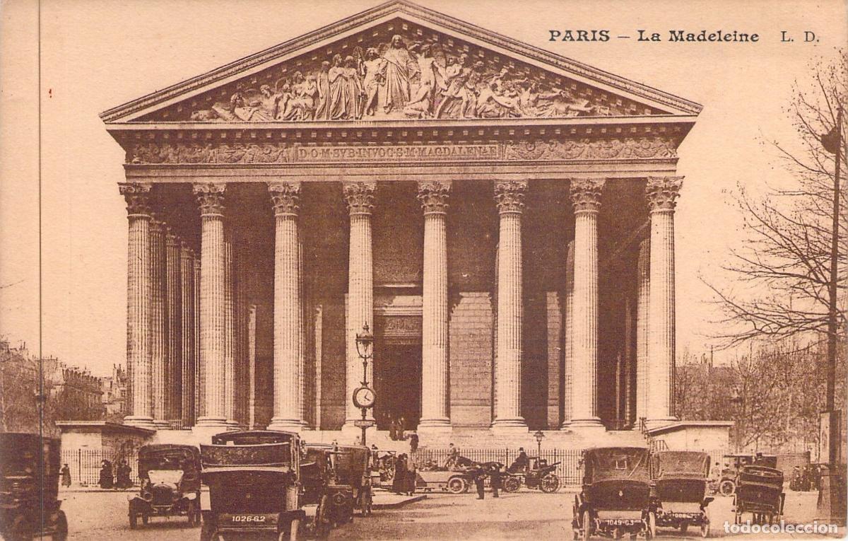 Postales: Tarjeta Postal de la Iglesia de la Madeleine en Par&iacute;s con coches antiguos