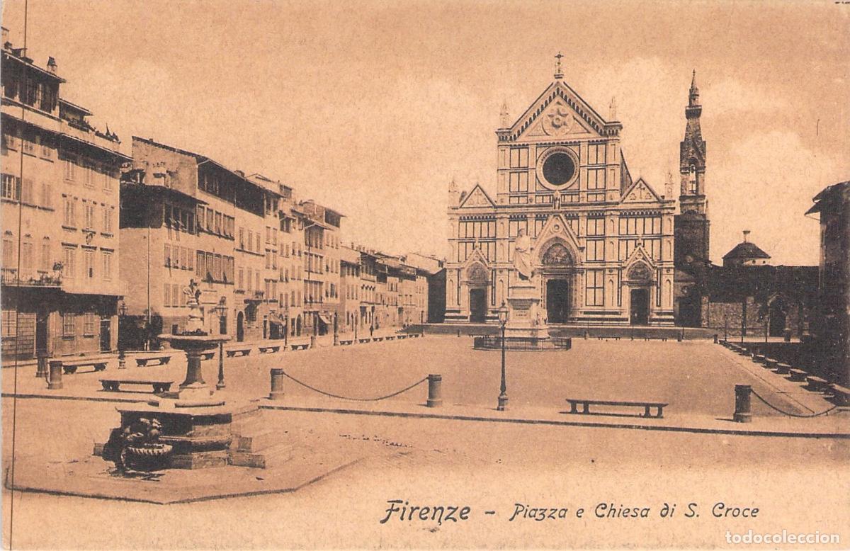 Postales: Postal de la Piazza e Chiesa di Santa Croce, Florencia, Italia