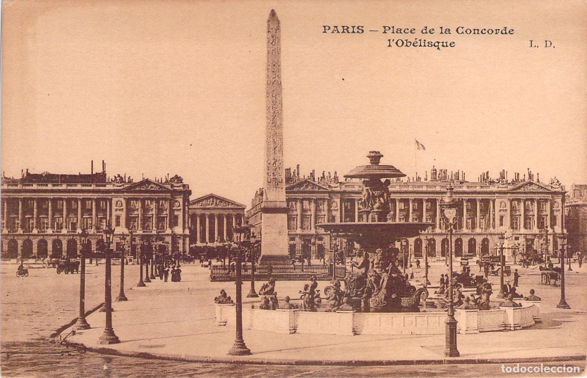 Postales: Tarjeta Postal de la Place de la Concorde y el Obelisco en Par&iacute;s