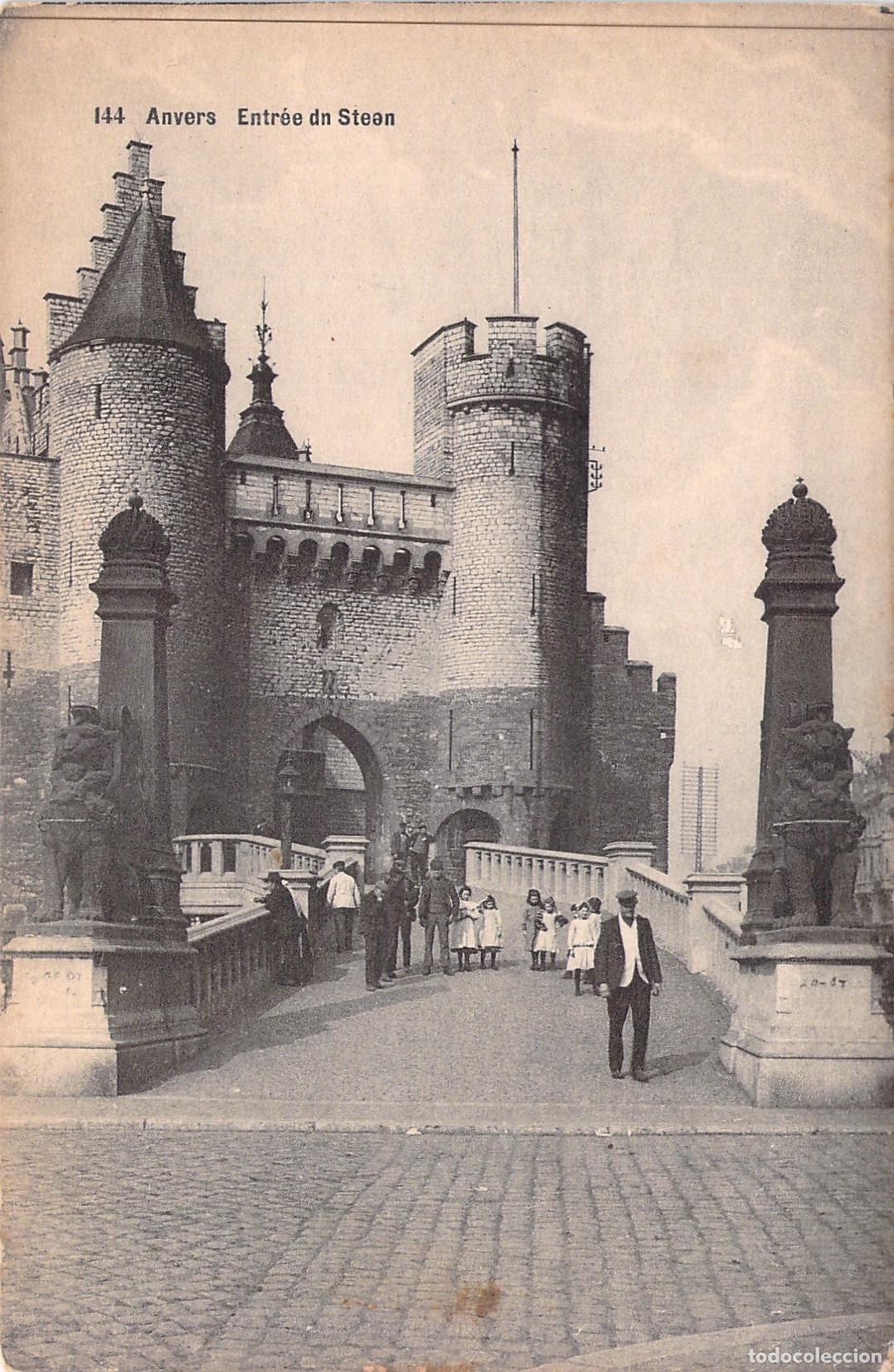 Postales: Postal de la Entrada al Castillo Het Steen en Amberes, B&eacute;lgica