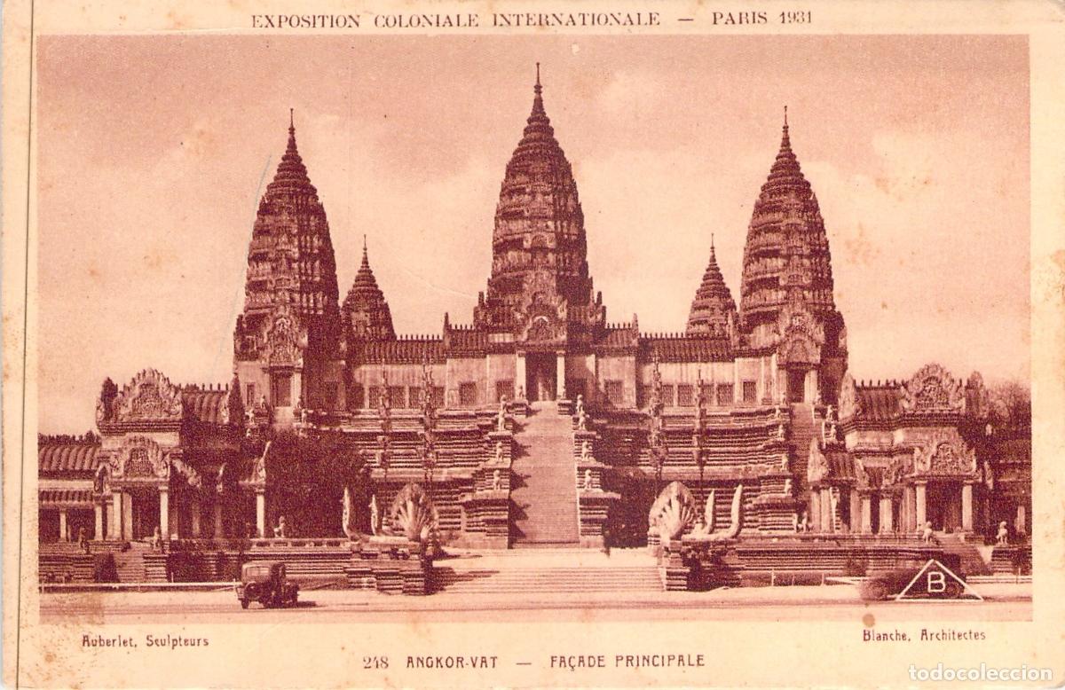 Postales: Postal Exposici&oacute;n Colonial Par&iacute;s Fachada de Angkor Wat