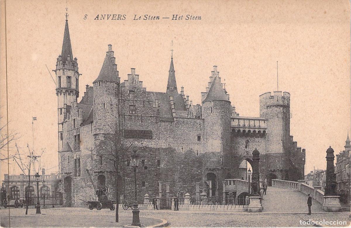 Postales: Postal del Castillo Het Steen en Amberes, B&eacute;lgica