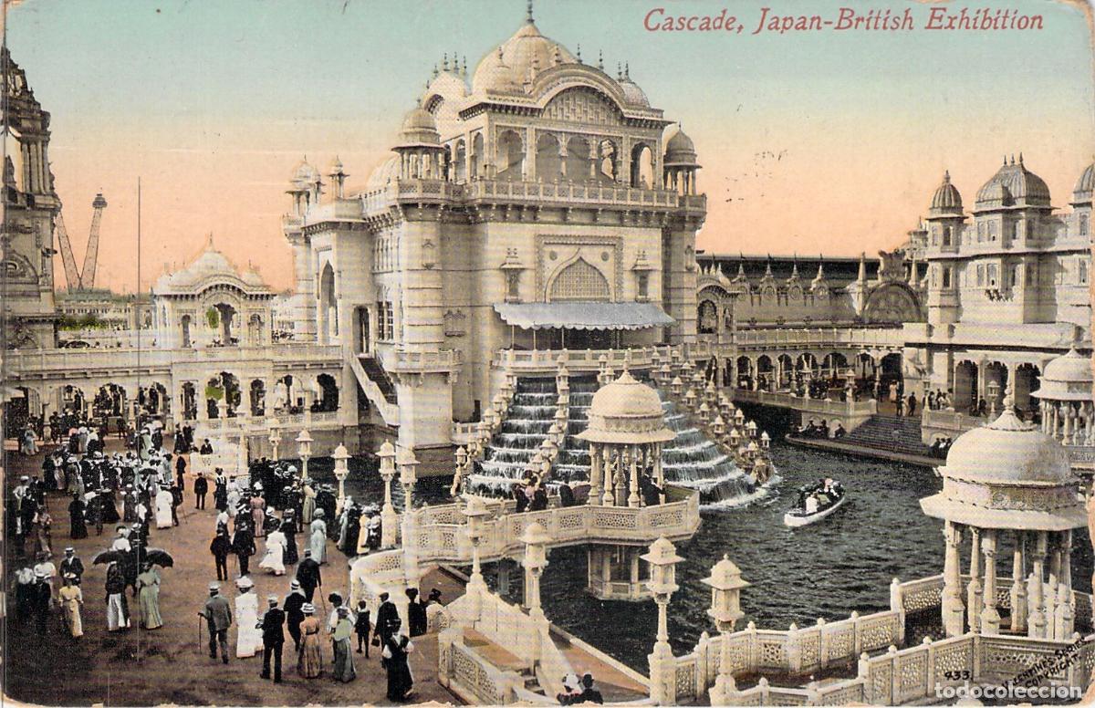 Postales: Postal de la Cascada en la Exposici&oacute;n Jap&oacute;n-Brit&aacute;nica de Londres