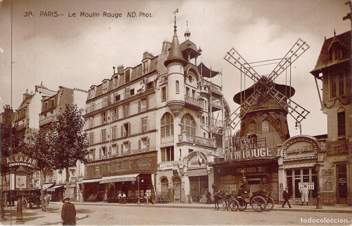 Postales: Postal Antigua de Le Moulin Rouge en Par&iacute;s, Francia