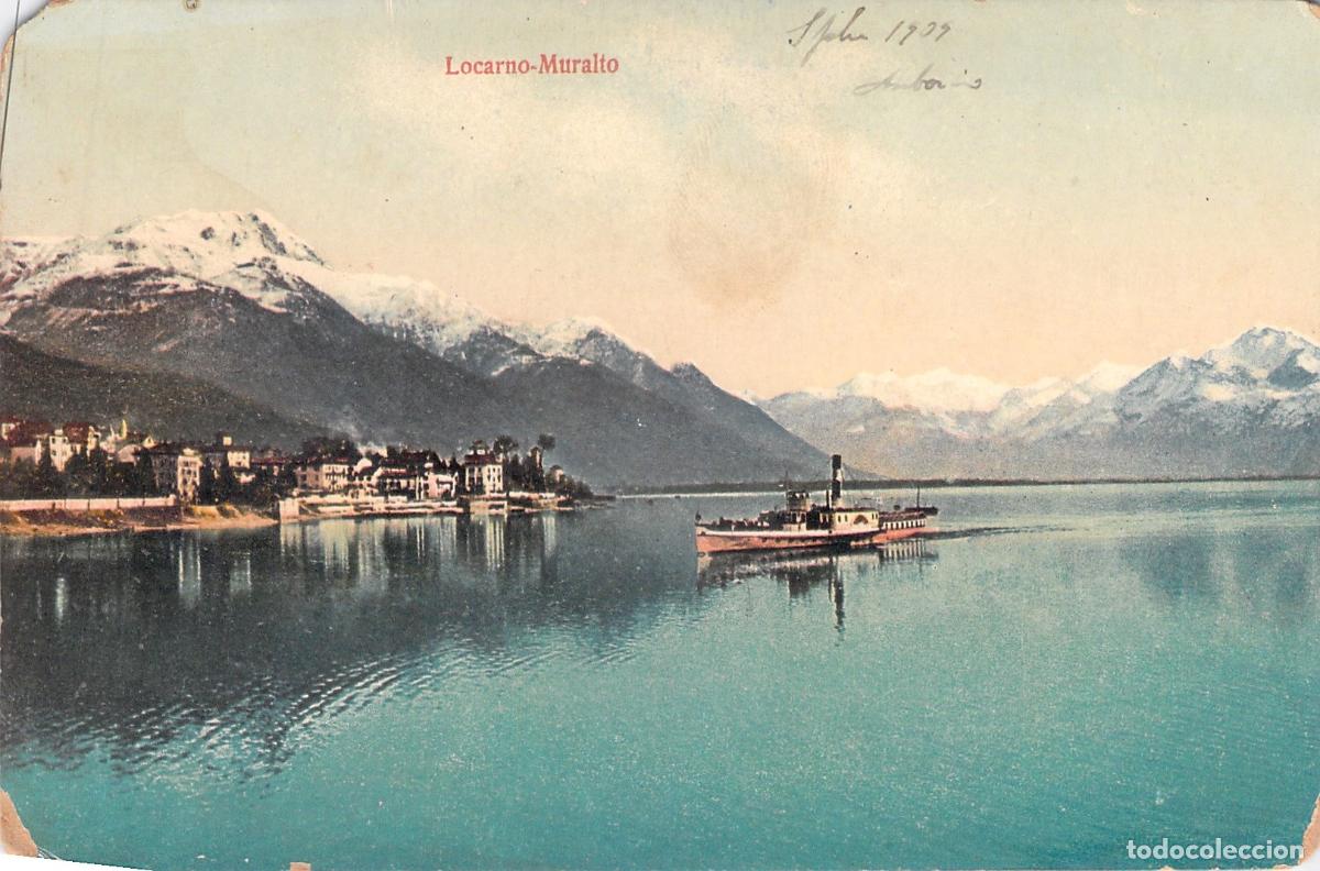 Postales: Postal de Locarno-Muralto con Barco de Vapor y Lago Maggiore