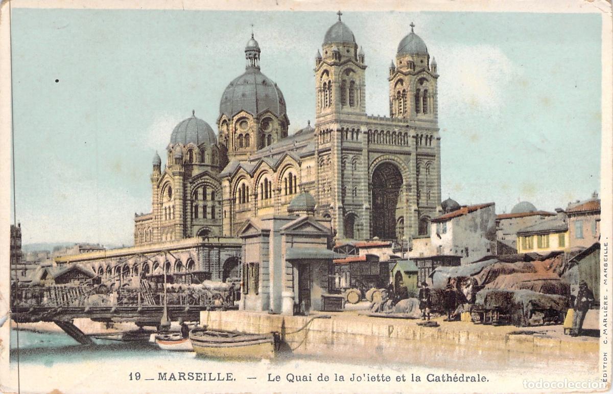 Postales: Postal de Marsella: Muelle de la Joliette y la Catedral