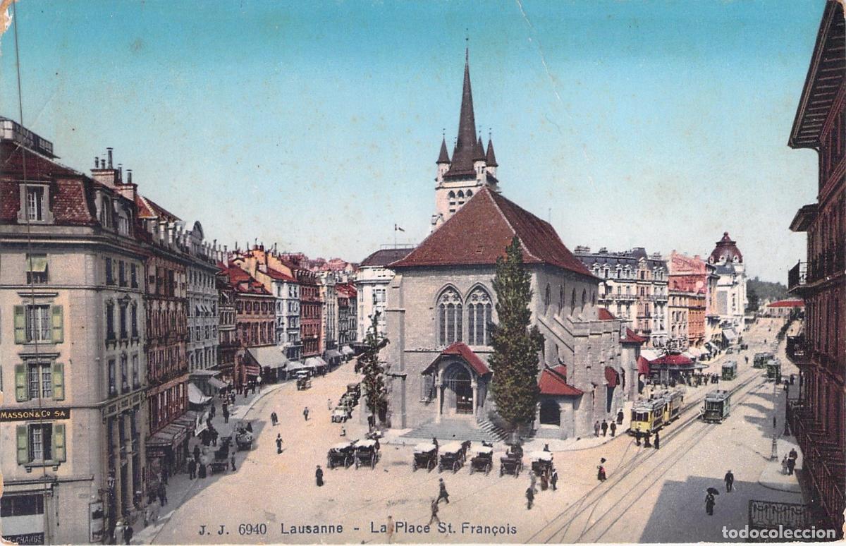 Postales: Tarjeta Postal de la Plaza San Francisco en Lausana, Suiza