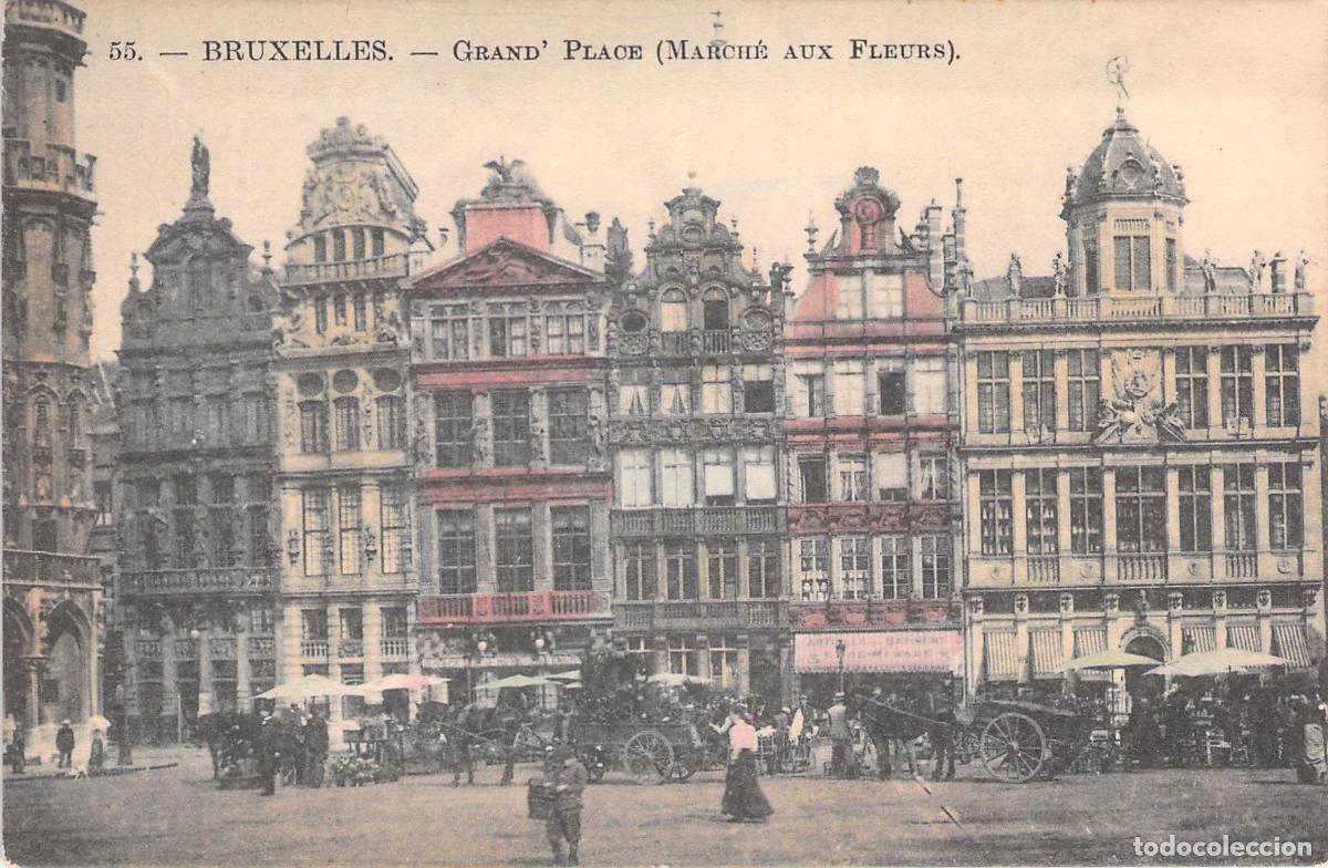 Postales: Postal de Bruselas: Grand Place y Mercado de Flores