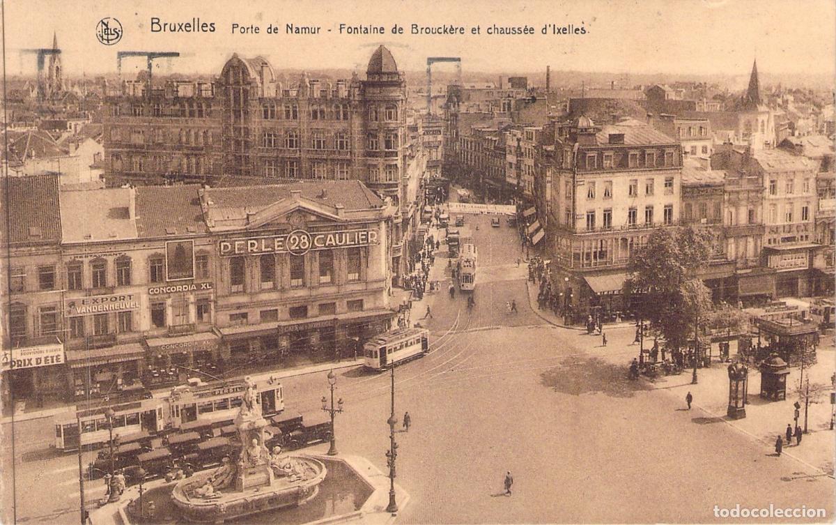 Postales: Postal de Bruselas: Porte de Namur y Fontaine de Brouck&egrave;re