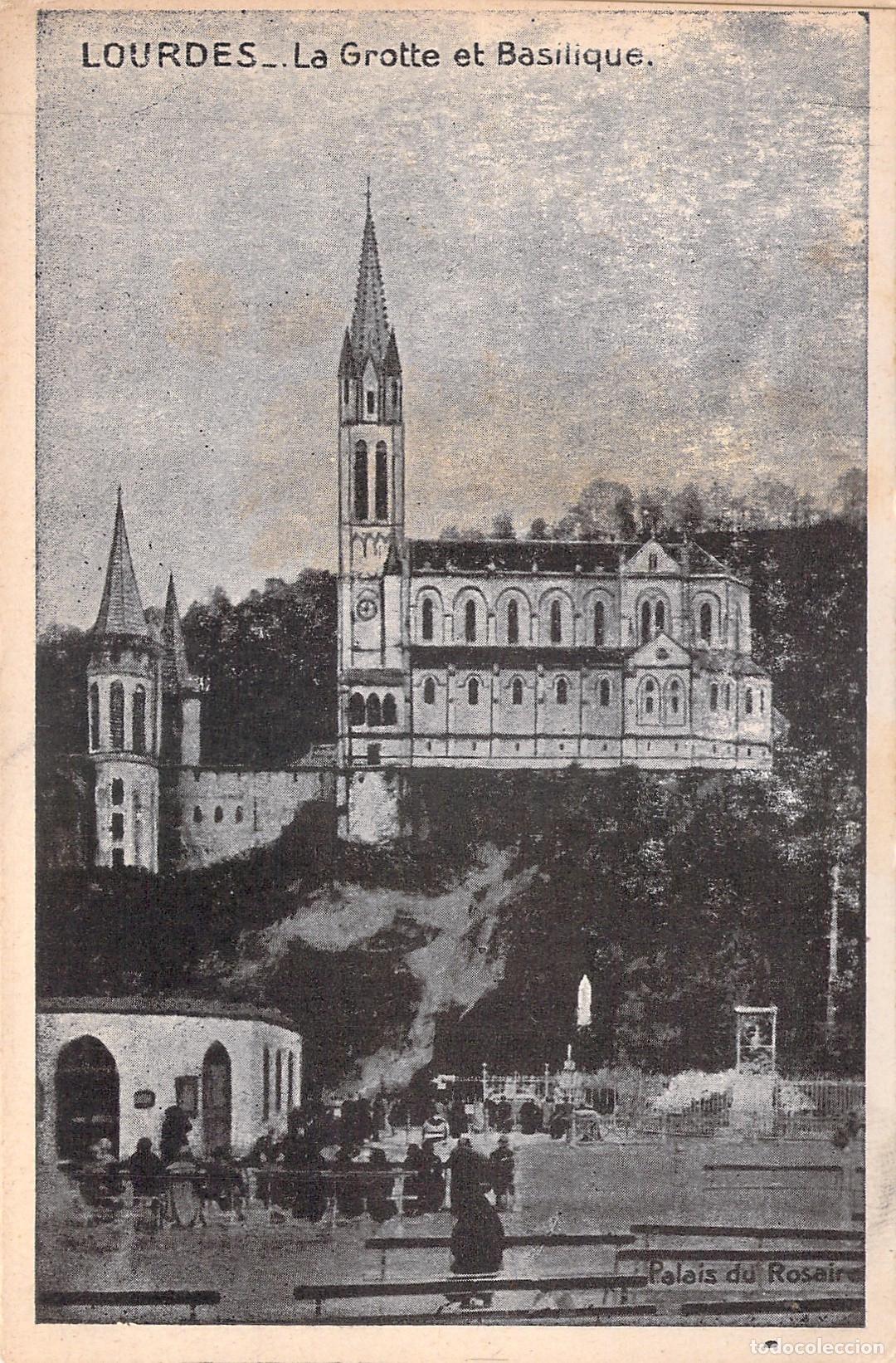 Postales: Postal de la Gruta y la Bas&iacute;lica de Lourdes, Francia