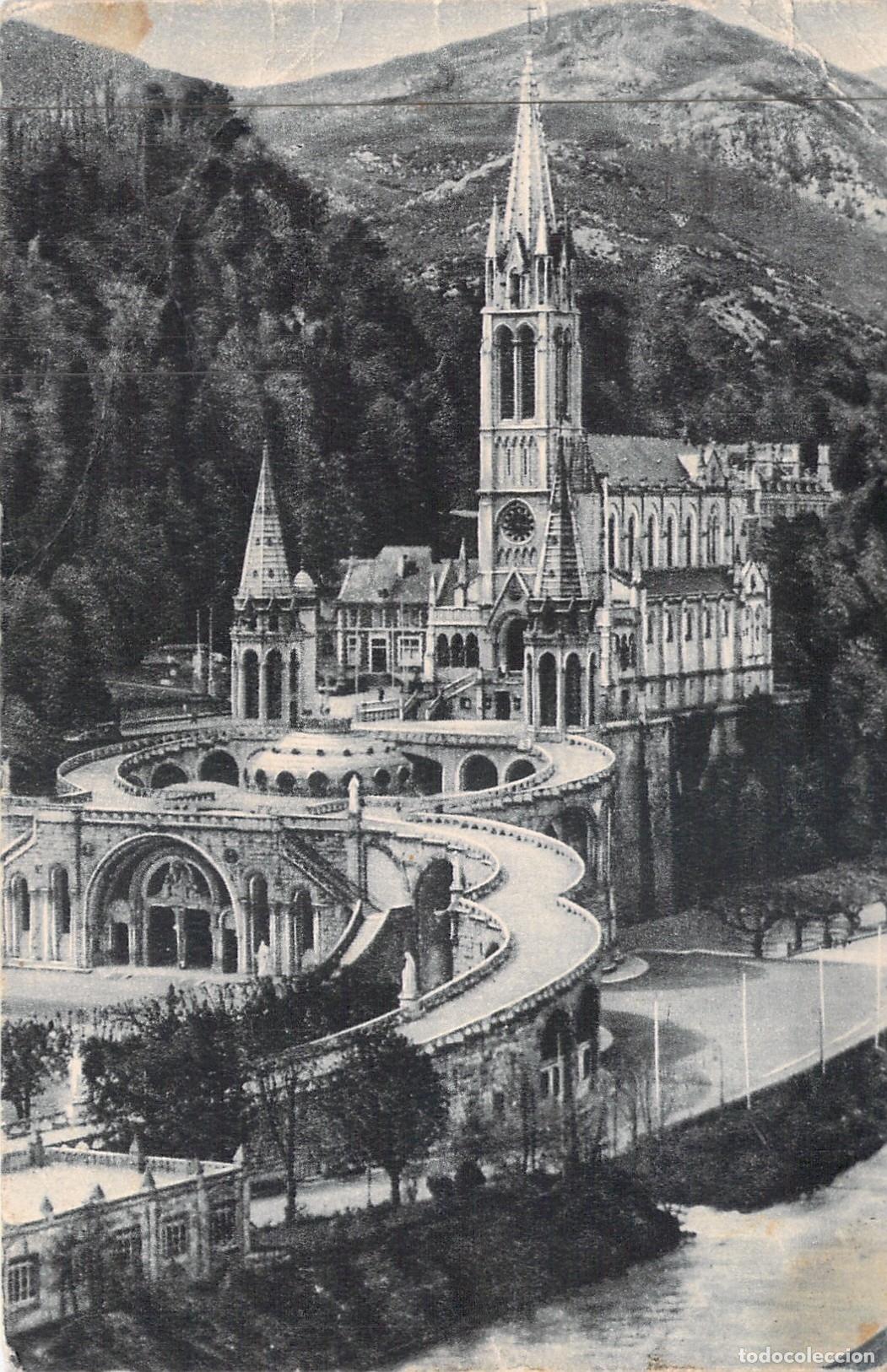 Postales: Tarjeta Postal de la Bas&iacute;lica de Lourdes, Francia - Vista Lateral