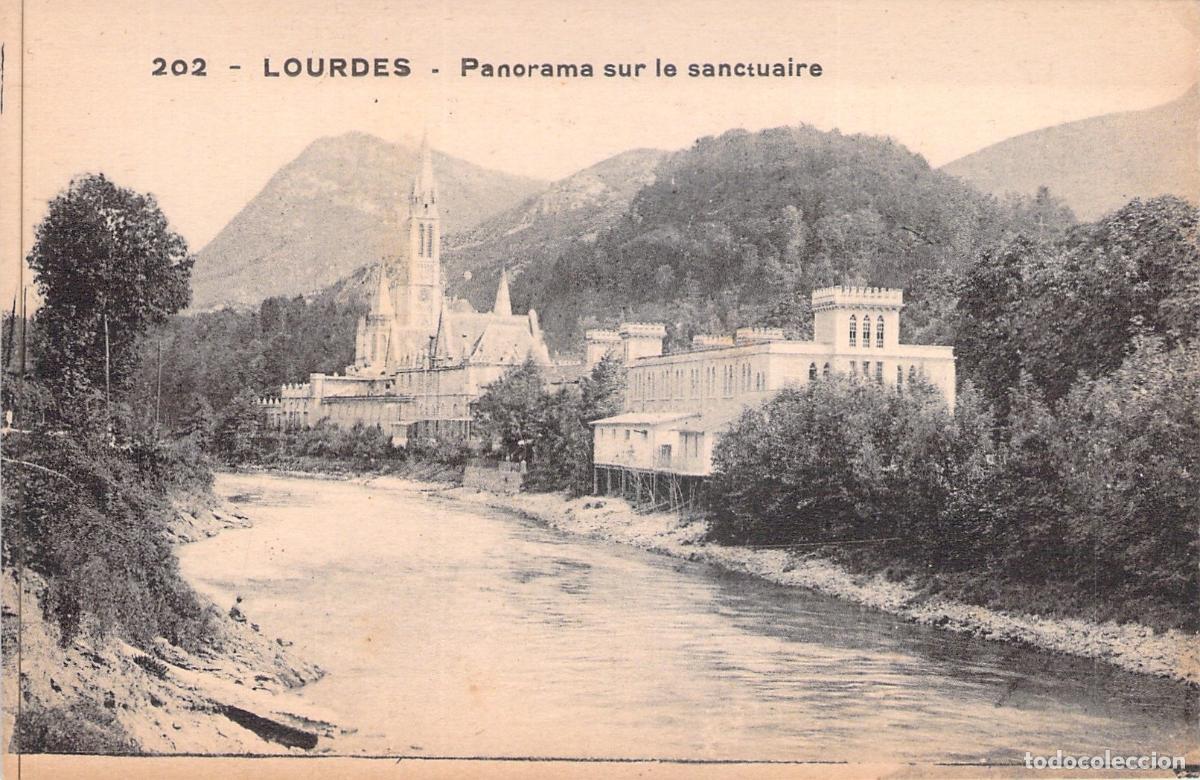 Postales: Postal Panorama del Santuario de Lourdes y el R&iacute;o Gave