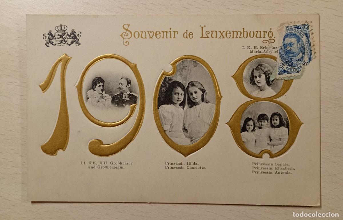 Cartoline: LUXEMBURGO 1908, CONMEMORATIVA. FAMILIA REAL, PRECIOSA POSTAL