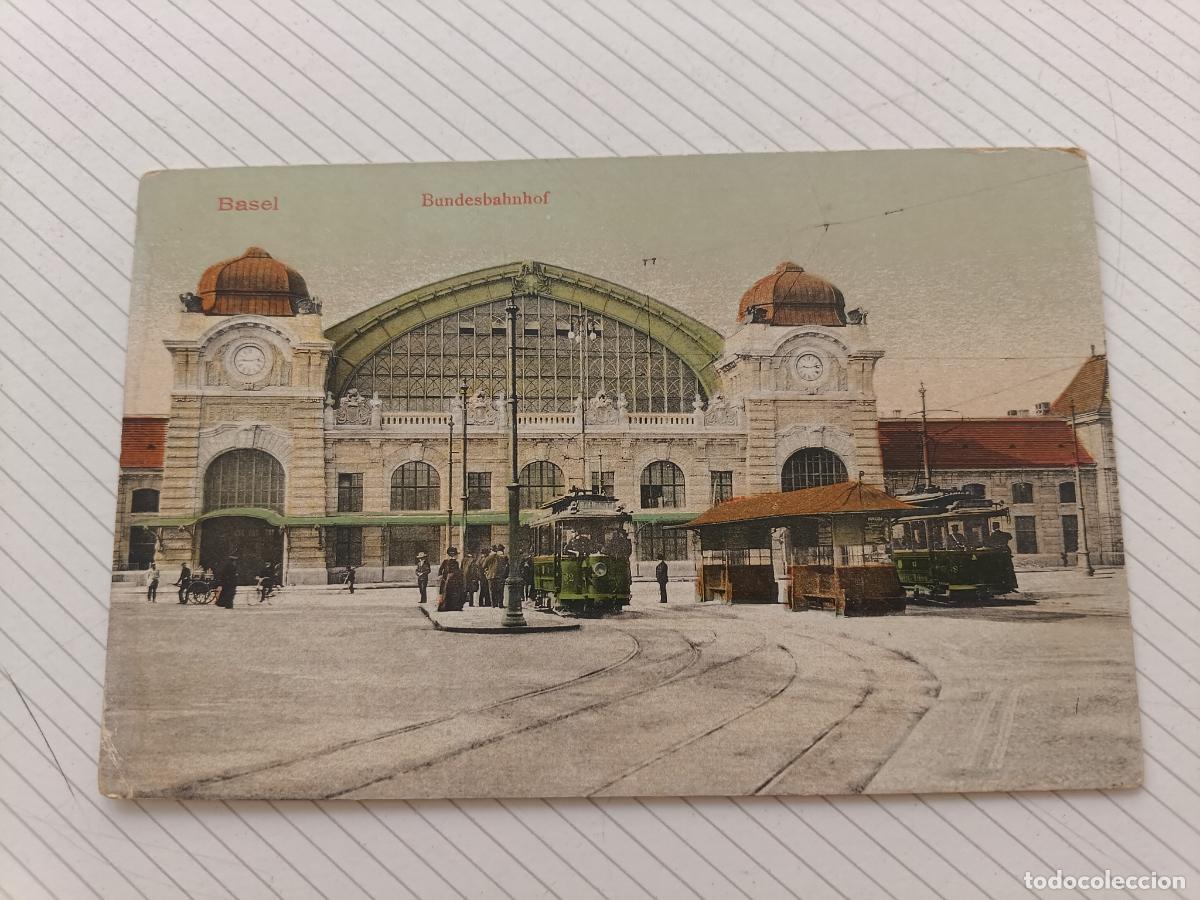 Postales: Basel, Suiza. Postal antigua. Estaci&oacute;n