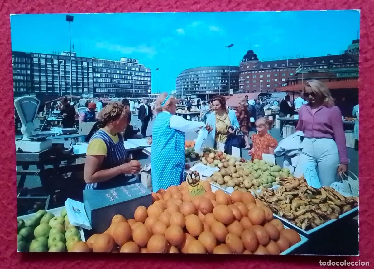 Postales: POSTAL SUOMI FINLAND FINLANDIA HELSINKI HELSINGFORS HAKANIEMEN TORI MERCADO..MARKET NARANJAS ETC...