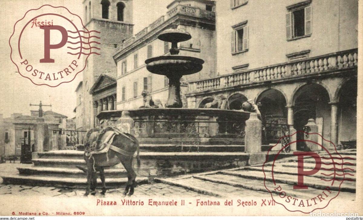 Postales: ITALIE asino assisi piazza vittorio emanuele II fontana del secolo XVII