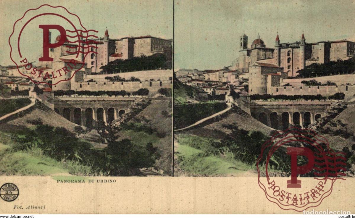 Cartes Postales: PANORAMA DI URBINO STEREO estereosc&oacute;pica ITALY ITALIA