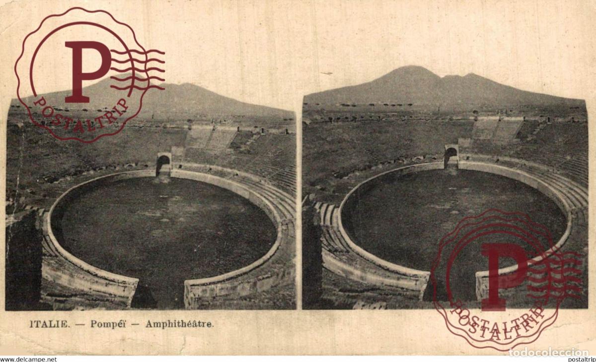 Cartes Postales: ITALIE POMPEI AMPHITHEATRE estereosc&oacute;pica ITALY ITALIA